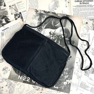 Vintage 90s MAGID Pleated Crossbody Black Bag